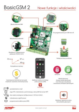 SATEL INTEGRA-32 LCD GSM SMS GPRS + 8x BOSCH W12