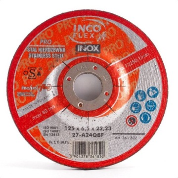 TARCZA DO SZLIFOWANIA INOX PRO 125 x6,5 INCO