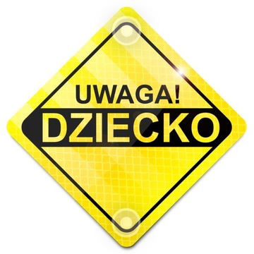 UWAGA DZIECKO ODBLASK NA AUTO SAMOCHÓD PRZYSSAWKI