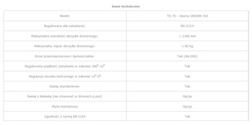 Samozamykacz DORMA TS 79 z ramieniem, brązowy