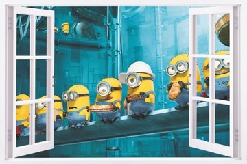 Naklejki OKNA 3D dla dzieci Minionki Bajki 90cm