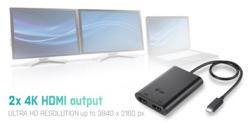 Двойная видеокарта 2x HDMI 30 Гц 4K на USB C