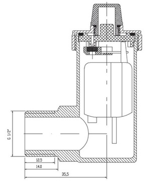 Odpowietrznik 1/2'' Kątowy Automatyczny