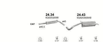 Комплект глушителей Seat Cordoba + Skoda Fabia универсал двиг 1.4 01-07