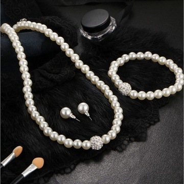 Ślubny komplet biżuterii Swarovski perły