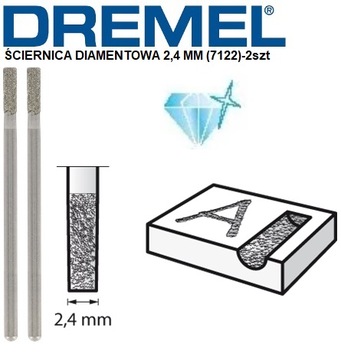 2 шт. АЛМАЗНАЯ ФРЕЗА 2,4 ММ (7122) DREMEL