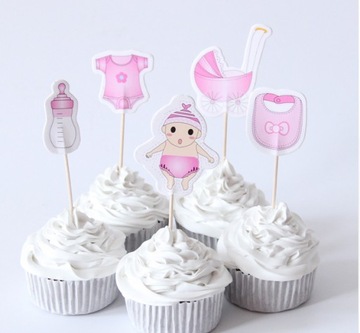 Топперы для маффинов, украшение BABY SHOWER, 6 шт.