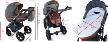 Детская коляска Dwarf I-XEO 3в1 лён+кожа+объём