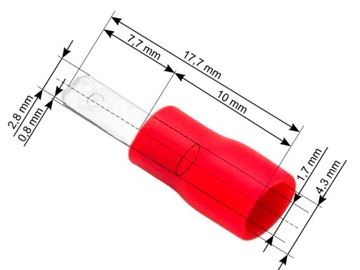 Konektor izol. płaski męski 2,8/0,8 10szt(43-029#)