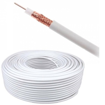 POLSKI KABEL ANTENOWY 3x MIEDŹ Cu 100% SZPULA 100m PRZEWÓD ANTEN SAT/DVBT-2