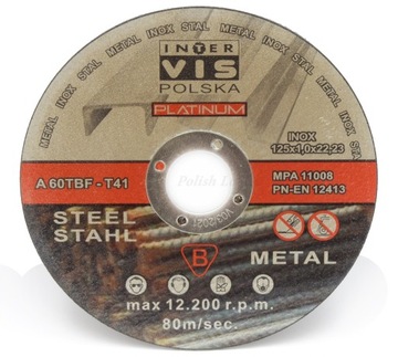 Tarcza cięcia metalu stali InterVis INOX 125 50szt