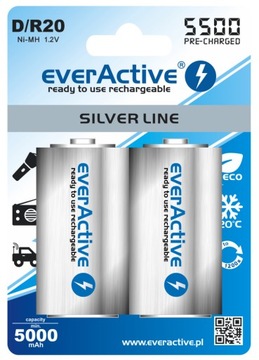 2x AKUMULATORKI everActive R20/D Ni-MH 5500 mAh