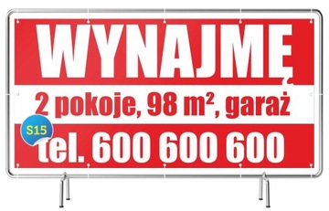 Baner reklamowy 2x1m Sprzedam Wynajmę Kupię DOM/Działkę Mieszkanie Wzory