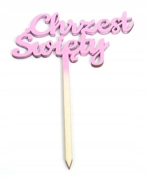 TOPPER NA TORT Chrzest Święty MALOWANY RÓŻOWY RZ71
