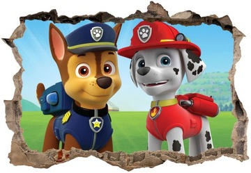 Naklejki na ścianę dla dzieci 3D Psi patrol 130x90