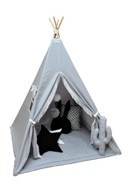Zestaw Namiot TIPI, Mata, 3 Poduszki, Pomponik
