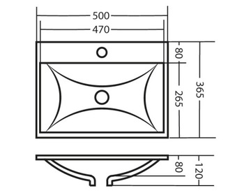 БЕЛЫЙ умывальник 50 x 36 x 1,5 см Polish Product