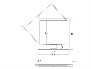 AXIM UltraSlim душевой поддон 80 x 80, белый + сифон