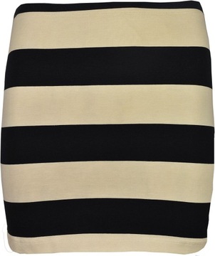 H&M Kobieca Spódnica Mini Ołówkowa Beżowa Spódniczka w Czarne Pasy XS 34