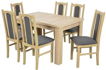 ZESTAW 6 krzeseł + STÓŁ 80x120x160 LAMINAT SONOMA