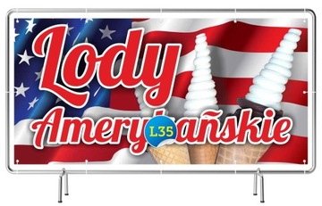 Solidny baner reklamowy 3mx1m - Lody Kręcone