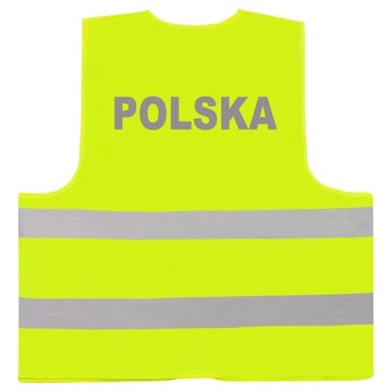 Kamizelka motocyklowa odblaskowa żółta 4XL nadruk odblaskowy POLSKA