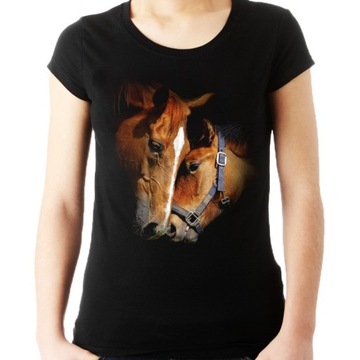 Koszulka bluzka z brązowym koniem t-shirt koń S HQ