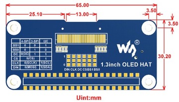 1,3-дюймовый OLED-экран HAT для Raspberry Pi