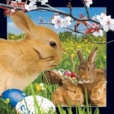 Wielkanocne króliczki pocztówka 3D