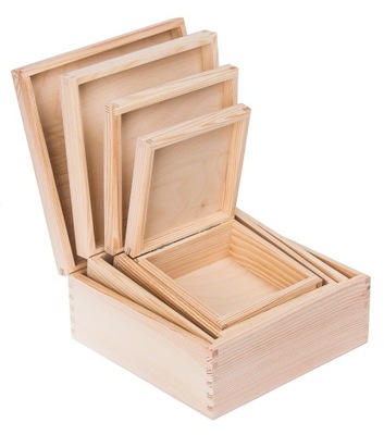 Drewniane pudełko kwadrat 4w1 prezent DECOUPAGE