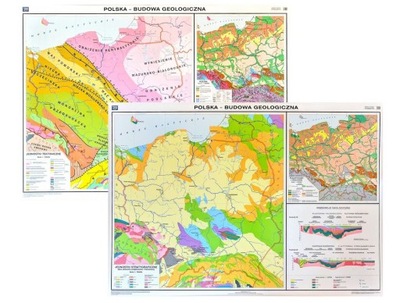 POLSKA MAPA ŚCIENNA DWUSTRONNA BUDOWA GEOLOGICZNA