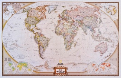 ŚWIAT MAPA ŚCIENNA MURAL FOTOTAPETA OZDOBNA XXL NATIONAL GEOGRAPHIC 295x193