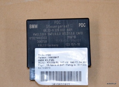 BMW F15 F25 F48 I3 MINI F56 CONTROL UNIT PARKTRONIC 9326032 - milautoparts-fr.ukrlive.com