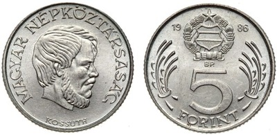 Węgry - moneta - 5 Forintów 1986 - RZADSZA !