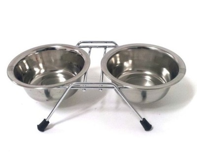 MISKI METALOWE NA STOJAKU DLA PSA 2 x 0,45L