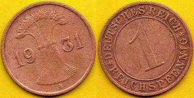 NIEMCY 1 Reichspfennig 1931 r. A