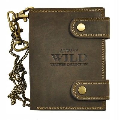 SKÓRZANY portfel MĘSKI -Always Wild- łańcuch