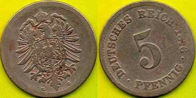 NIEMCY 5 Pfennig 1876 r. G