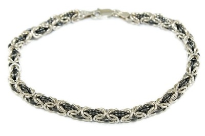 SREBRNA BRANSOLETKA KRÓLEWSKA BIZANTYNA 21CM 14GR