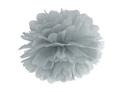 Pompon papierowy srebrny, 35cm