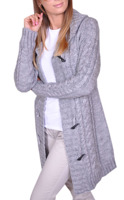 Mikos Damski długi sweter szary z kapturem 42 XL