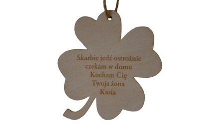 ZAWIESZKA Koniczynka do samochodu,auta + Grawer