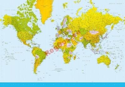 Tapeta fototapeta Polityczna Mapa Świata 366x254cm