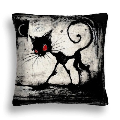 PODUSZKA KOT 08 CZARNY EMO BLACK CAT 50X50