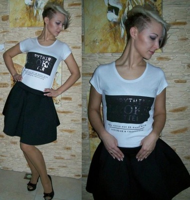 Bluzka t-shirt print MIEJSKI STYL napis nadruk XL