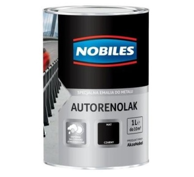 Nobiles AUTORENOLAK 1L farba do metalu Czarny MAT