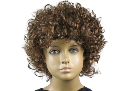 PERUKA AFRO BRĄZOWA BRUNET KRĘCONE WŁOSY