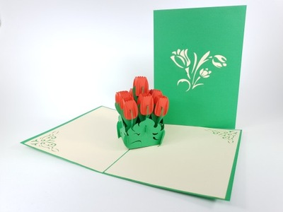 Bukiet Tulipanów Kartka 3D Dzień Kobiet Dzień Matki Dzień Babci Walentynki