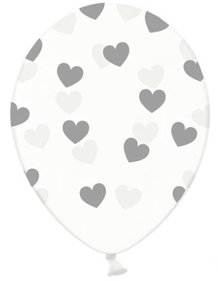 BALONY PRZEZROCZYSTE SREBRNE GODY SERCA URODZINY