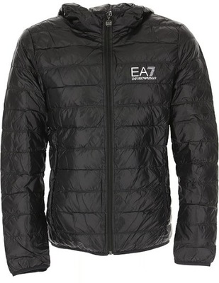 EMPORIO ARMANI EA7 páperová bunda s kapucňou prechodná BLACK XXXL